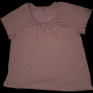 Just My Size Short-Sleeve Slub-Jersey Women's Tunic with Crochet Trim Size 5X